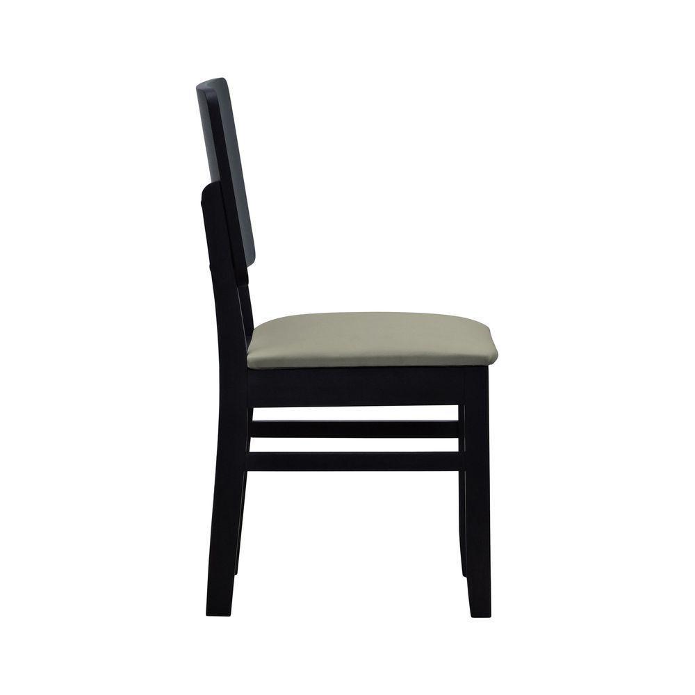 Cadeira Quéops Madeira Maciça Encosto Anatômico Assento Estofado - Preto Linho Bege - 7