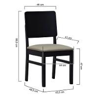 Cadeira Quéops Madeira Maciça Encosto Anatômico Assento Estofado - Preto Linho Bege - 2