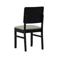 Cadeira Quéops Madeira Maciça Encosto Anatômico Assento Estofado - Preto Linho Bege - 3