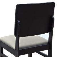 Cadeira Quéops Madeira Maciça Encosto Anatômico Assento Estofado - Preto Linho Bege