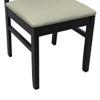 Cadeira Quéops Madeira Maciça Encosto Anatômico Assento Estofado - Preto Linho Bege - 5