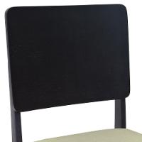 Cadeira Quéops Madeira Maciça Encosto Anatômico Assento Estofado - Preto Linho Bege - 6