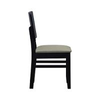 Cadeira Quéops Madeira Maciça Encosto Anatômico Assento Estofado - Preto Linho Bege - 7