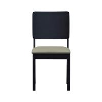 Cadeira Quéops Madeira Maciça Encosto Anatômico Assento Estofado - Preto Linho Bege - 8