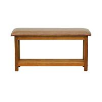 Banco Sapateira Viena Madeira Maciça - Amêndoa Assento Estofado Corano Marrom Mescla - 2