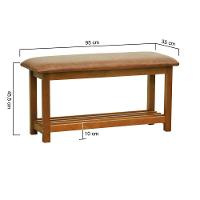 Banco Sapateira Viena Madeira Maciça - Amêndoa Assento Estofado Corano Marrom Mescla - 5