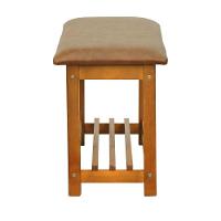 Banco Sapateira Viena Madeira Maciça - Amêndoa Assento Estofado Corano Marrom Mescla - 6