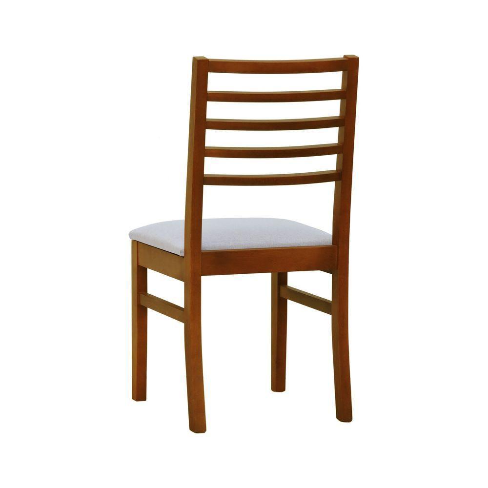 Cadeira Tiê Madeira Maciça Encosto Ripado - Amêndoa Assento Estof. Linho Bege Mescla Impermeável - 7