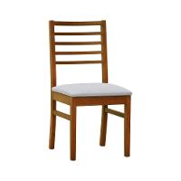 Cadeira Tiê Madeira Maciça Encosto Ripado - Amêndoa Assento Estof. Linho Bege Mescla Impermeável - 1