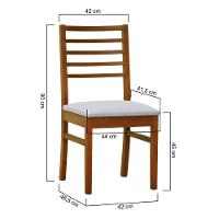 Cadeira Tiê Madeira Maciça Encosto Ripado - Amêndoa Assento Estof. Linho Bege Mescla Impermeável - 3