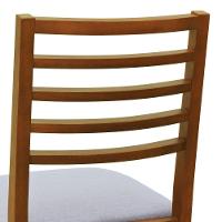 Cadeira Tiê Madeira Maciça Encosto Ripado - Amêndoa Assento Estof. Linho Bege Mescla Impermeável - 5