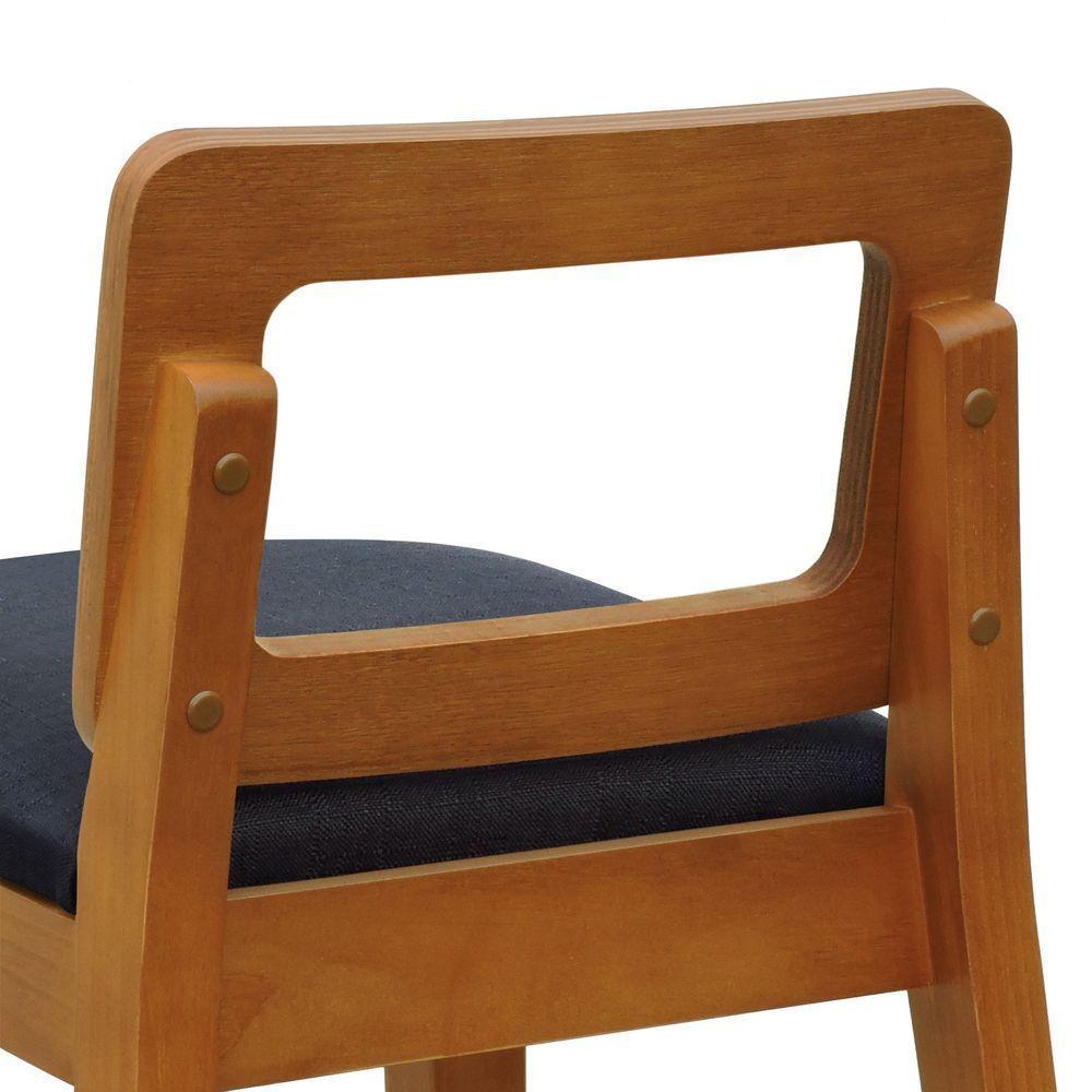 Banqueta Média River Madeira Maciça - Amêndoa Assento Estofado Linho Preto Textura - 4