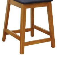 Banqueta Média River Madeira Maciça - Amêndoa Assento Estofado Linho Preto Textura - 3