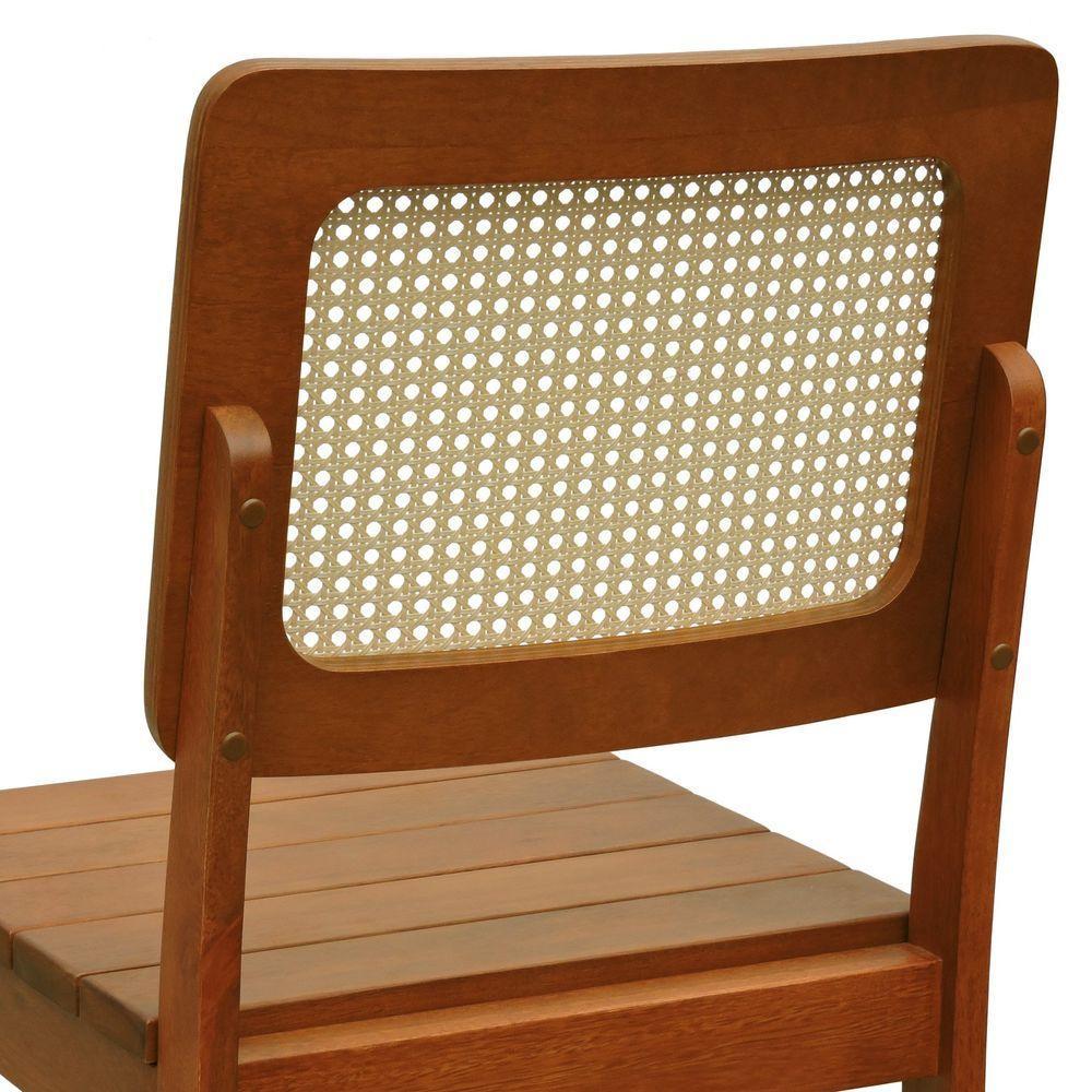 Kit 2 Cadeiras Madeira Maciça Lyon Encosto Telinha Natural - Amêndoa Assento Ripado Amêndoa - 2