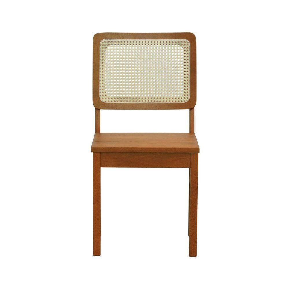 Kit 2 Cadeiras Madeira Maciça Lyon Encosto Telinha Natural - Amêndoa Assento Ripado Amêndoa - 6