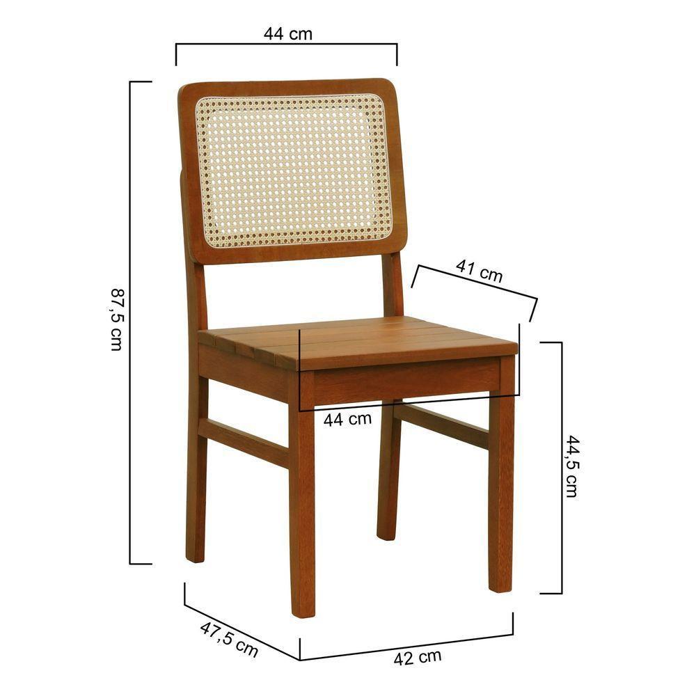 Kit 2 Cadeiras Madeira Maciça Lyon Encosto Telinha Natural - Amêndoa Assento Ripado Amêndoa - 7