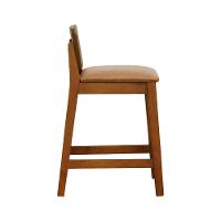 Banqueta Média River Madeira Maciça - Amêndoa Assento Estofado Corano Marrom Mescla - 6