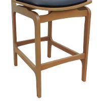 Banqueta Alta Bistrô Apollo Encosto Telinha Natural E Assento Anatômico - Natural Estofado Corano Preto - 6