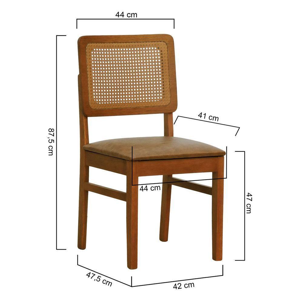 Kit 2 Cadeiras Madeira Maciça Lyon Encosto Telinha Amêndoa - Amêndoa Assento Estofado Corano Marrom Mescla - 9