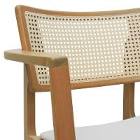 Banqueta Alta Bistrô Apollo Com Braços Encosto Telinha Natural E Assento Anatômico - Natural Estofado Corano Bege - 2