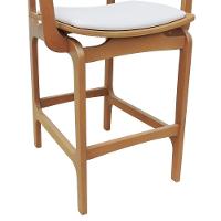 Banqueta Alta Bistrô Apollo Com Braços Encosto Telinha Natural E Assento Anatômico - Natural Estofado Corano Bege - 7