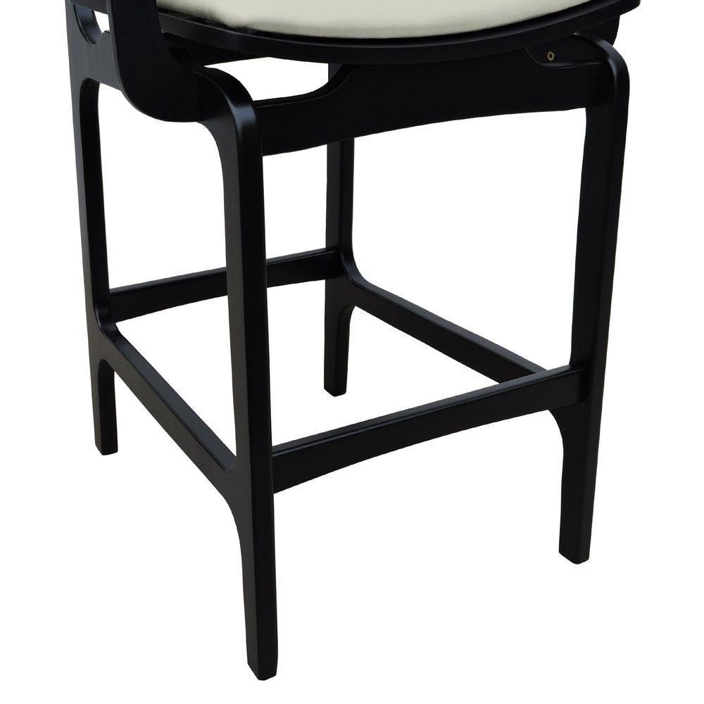 Banqueta Alta Bistrô Apollo Com Braços Encosto Telinha Natural E Assento Anatômico - Preto Estofado Linho Bege - 7