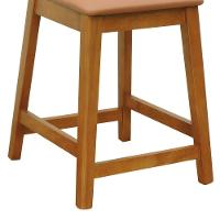 Banqueta Média River Madeira Maciça - Amêndoa Assento Estofado Corano Caramelo - 8