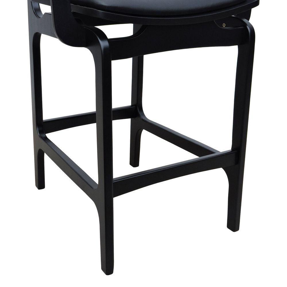 Banqueta Alta Bistrô Apollo Com Braços Encosto Telinha Natural E Assento Anatômico - Preto Estofado Corano Preto - 6