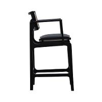 Banqueta Alta Bistrô Apollo Com Braços Encosto Telinha Natural E Assento Anatômico - Preto Estofado Corano Preto - 2