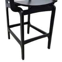 Banqueta Alta Bistrô Apollo Com Braços Encosto Telinha Natural E Assento Anatômico - Preto Madeira - 3