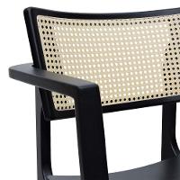 Banqueta Alta Bistrô Apollo Com Braços Encosto Telinha Natural E Assento Anatômico - Preto Madeira