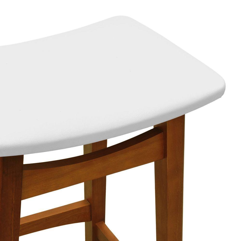 Banco Médio Confort Madeira Maciça Assento Anatômico - Amêndoa Estofado Corano Bege - 3