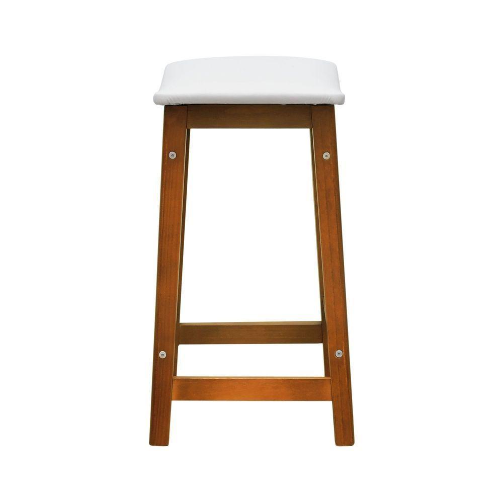 Banco Médio Confort Madeira Maciça Assento Anatômico - Amêndoa Estofado Corano Bege - 5