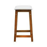 Banco Médio Confort Madeira Maciça Assento Anatômico - Amêndoa Estofado Corano Bege - 5