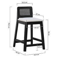 Banqueta Média Gabi Madeira Maciça Telinha - Preto Assento Estofado Linho Bege - 3