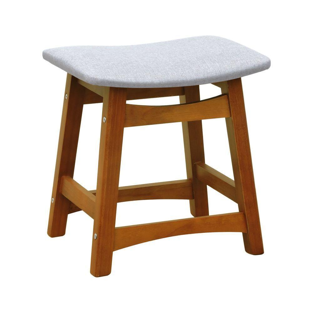 Banco Baixo Confort Madeira Maciça Assento Anatômico - Amêndoa Estofado Linho Bege Mescla Impermeável - 1