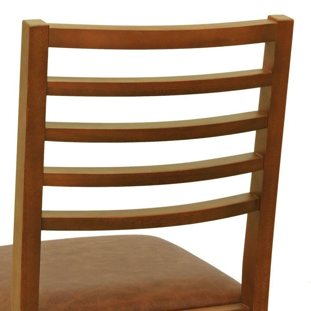 Cadeira Tiê Madeira Maciça Encosto Ripado - Amêndoa Assento Estofado Corano Marrom Mescla - 7