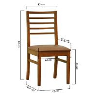 Cadeira Tiê Madeira Maciça Encosto Ripado - Amêndoa Assento Estofado Corano Marrom Mescla - 6