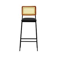 Banqueta Gabi Metal Encosto Anatômico Telinha Natural Assento Estofado - Preto-amêndoa Corano Preto