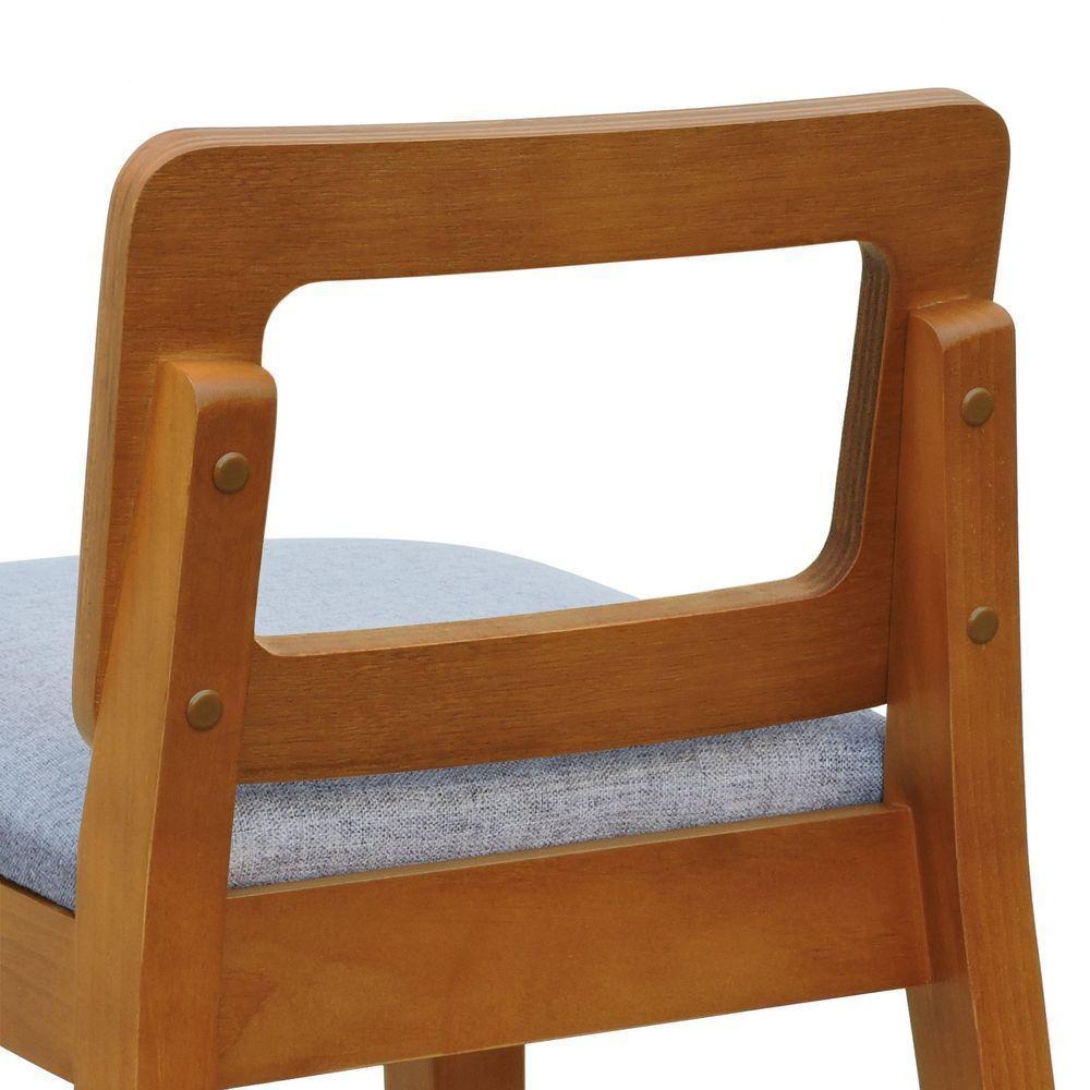 Banqueta Média River Madeira Maciça - Amêndoa Assento Estofado Linho Cinza Mescla Impermeável - 7