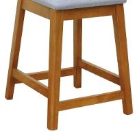 Banqueta Média River Madeira Maciça - Amêndoa Assento Estofado Linho Cinza Mescla Impermeável - 8