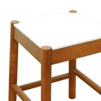 Banco Baixo Amber Madeira Maciça - Amêndoa Assento Mdf Bp Na Cor Branca - 2