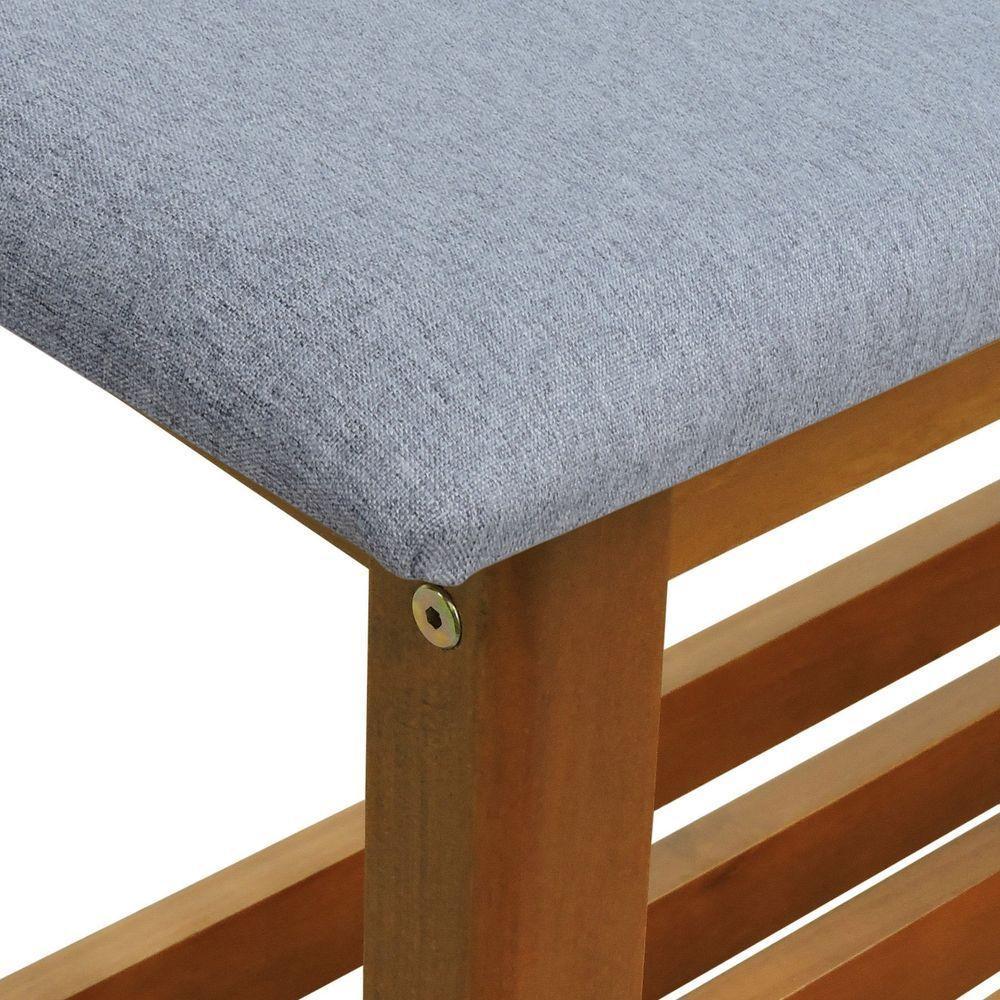 Banco Sapateira Viena Madeira Maciça - Amêndoa Assento Estof. Linho Cinza Mescla Impermeável - 2