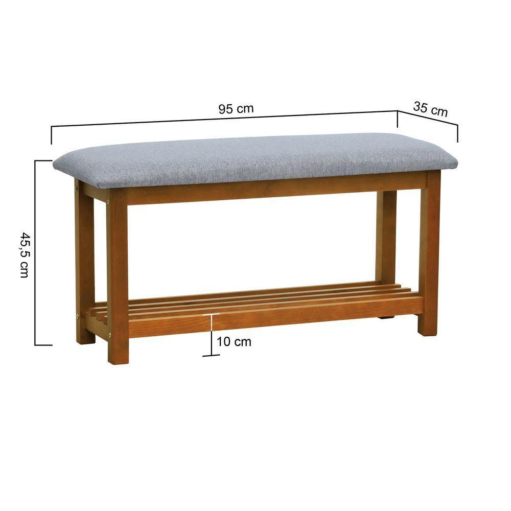 Banco Sapateira Viena Madeira Maciça - Amêndoa Assento Estof. Linho Cinza Mescla Impermeável - 6