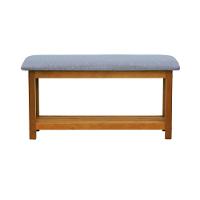 Banco Sapateira Viena Madeira Maciça - Amêndoa Assento Estof. Linho Cinza Mescla Impermeável - 3