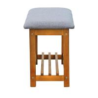 Banco Sapateira Viena Madeira Maciça - Amêndoa Assento Estof. Linho Cinza Mescla Impermeável - 5