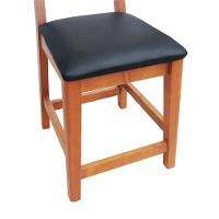 Banqueta Baixa-cadeira Gabi Madeira Maciça Encosto Telinha - Amêndoa Assento Estofado Corano Preto