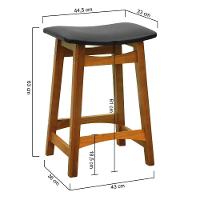 Banco Médio Confort Madeira Maciça Assento Anatômico - Amêndoa Estofado Corano Preto - 5