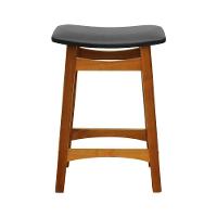 Banco Médio Confort Madeira Maciça Assento Anatômico - Amêndoa Estofado Corano Preto - 7