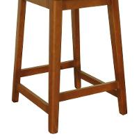 Banqueta Gabi Madeira Maciça Encosto Telinha C- 68cm Altura - Amêndoa Assento Estofado Linho Bege Mescla Impermeável - 2